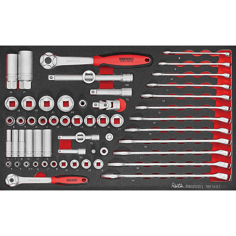 Teng 57pc Spanner And Socket Set FOAM3