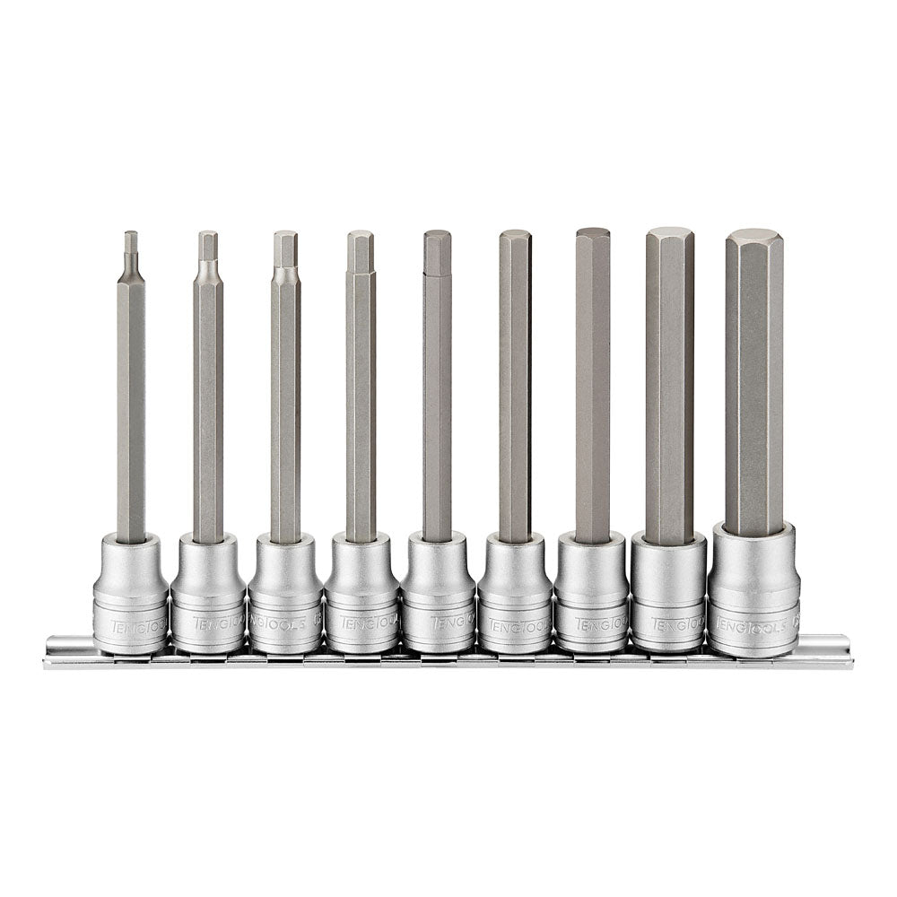 Teng 9pc 3/8in Dr. Long Hex Bit Socket Set - 3-12mm