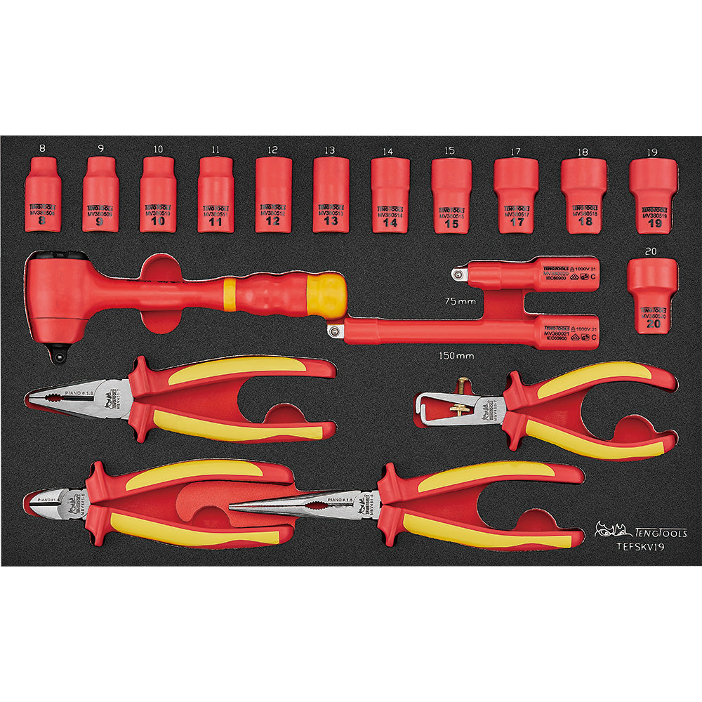 Teng 19pc Insulated Socket & Pliers Set FOAM3