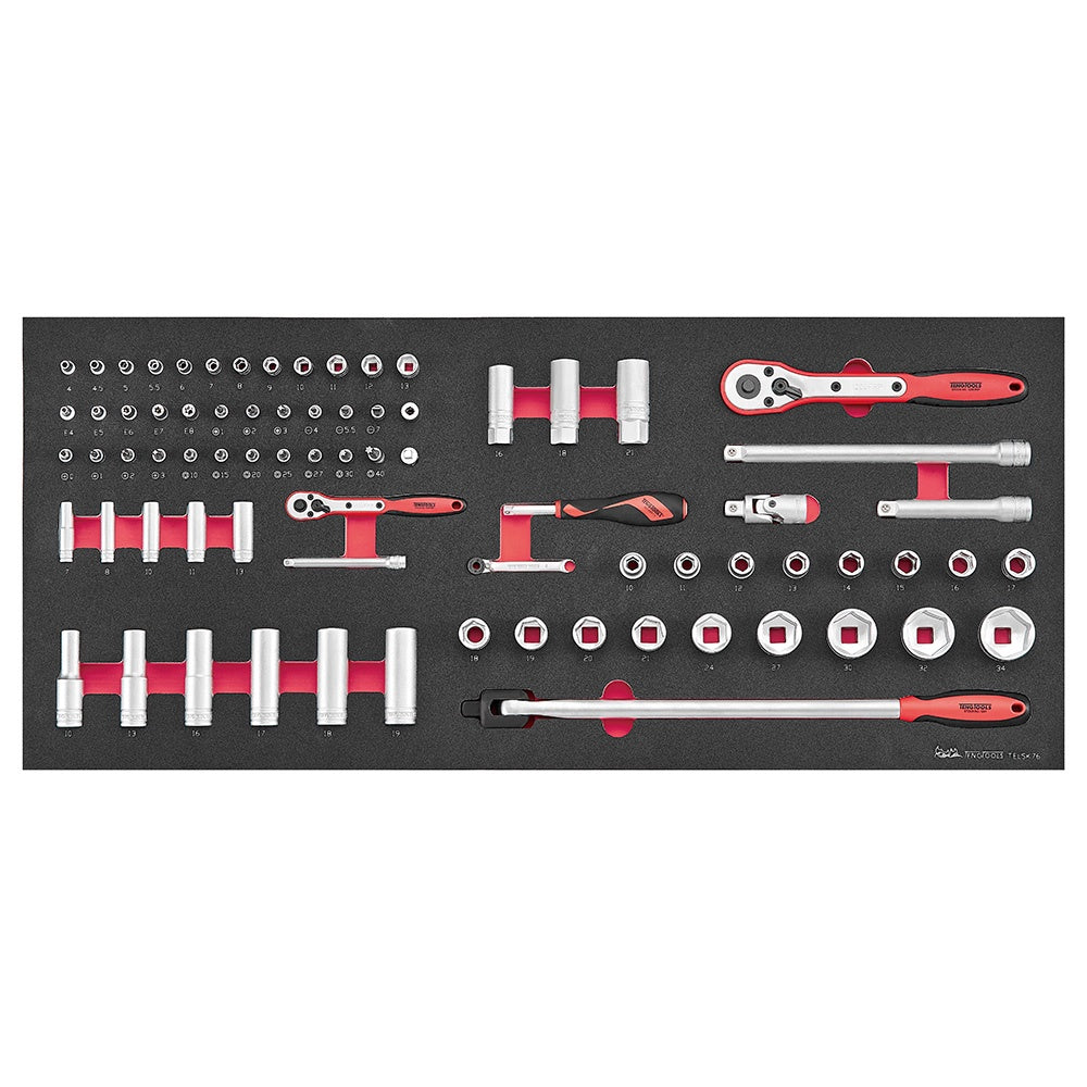 Teng 76pc Socket Set 1/4in & 1/2in FOAM6X6
