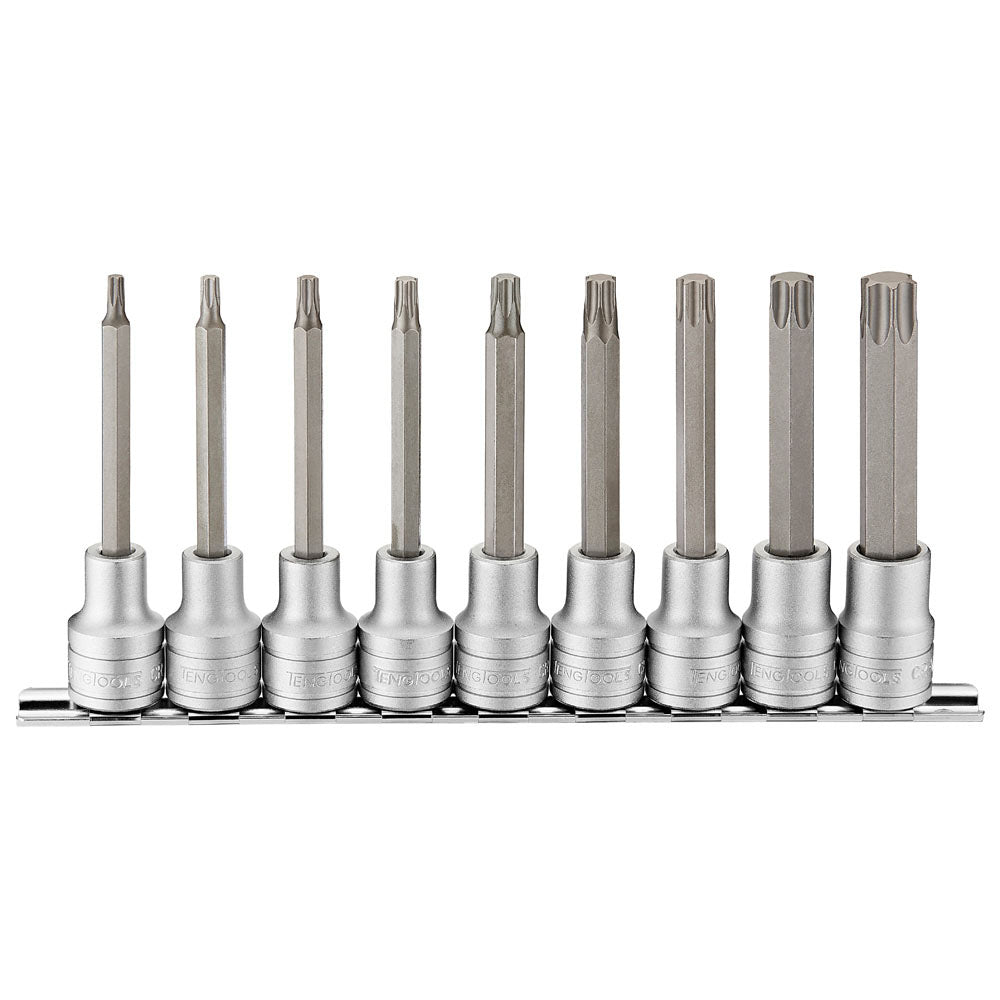 Teng 9pc 1/2in Dr. Long Ribe Bit Socket Set - M4-M13**