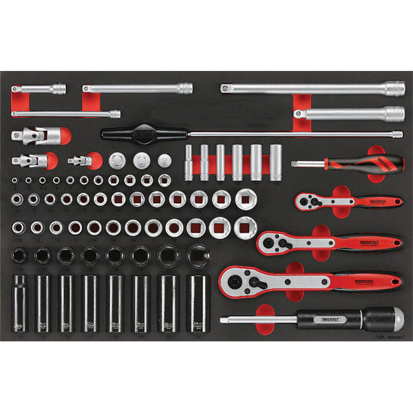 Teng 77pc 1/4 3/8 & 1/2in Dr. Metric Skt & Acc Set (EVA)