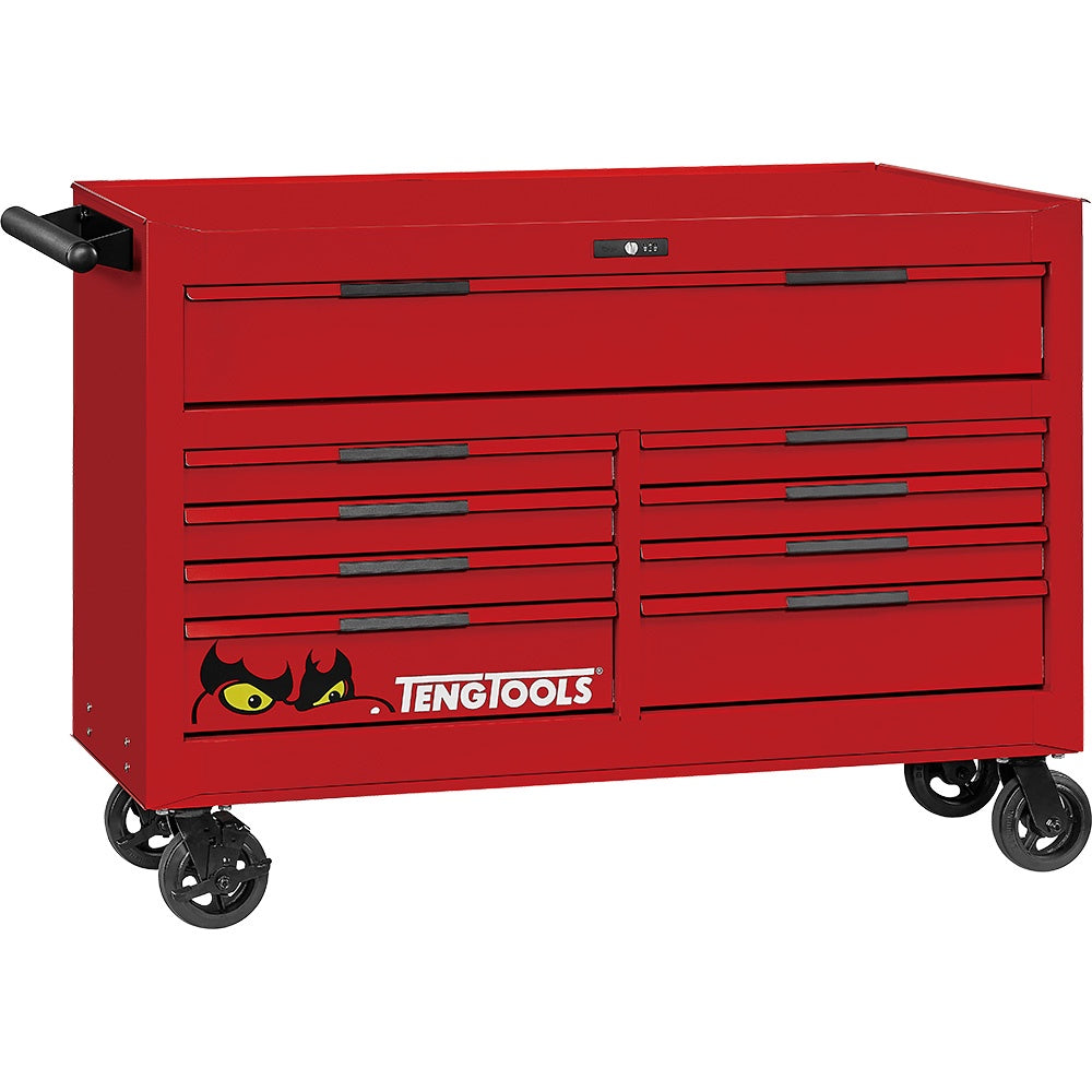 Teng Pro35™ 53in Roller Cabinet 9 Drawers Red