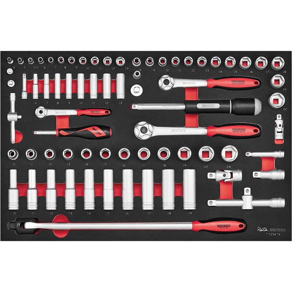 Teng 73pc 1/4in  3/8in & 1/2in Socket Set FOAM4X4