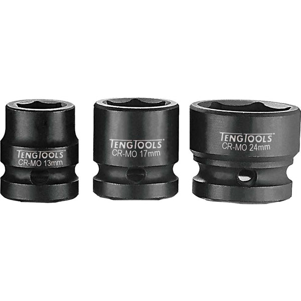 Teng 1/2in Dr. Stubby Impact Socket 15mm DIN